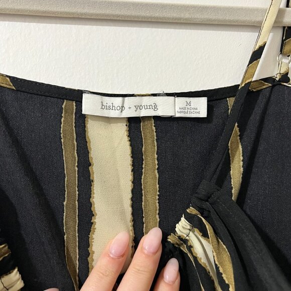 ✨ Bishop + Young Striped Jumpsuit - M - Effortless Chic in Black, Gold & Tan ✨ - Picture 5 of 6